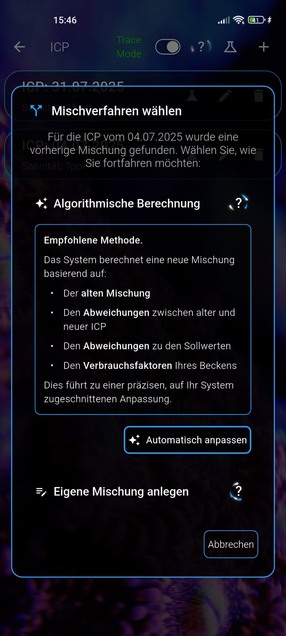 ICP Mischverfahren wählen