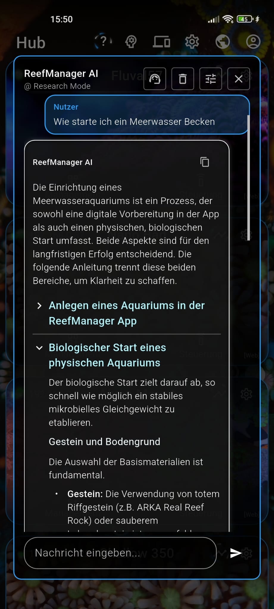 Screenshot des KI Assistenten