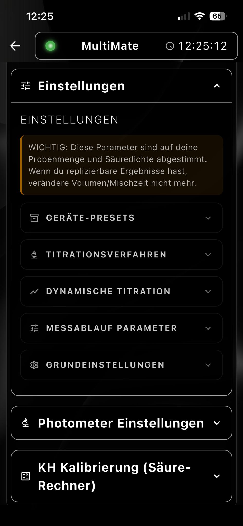 KH Messung Prozessparameter