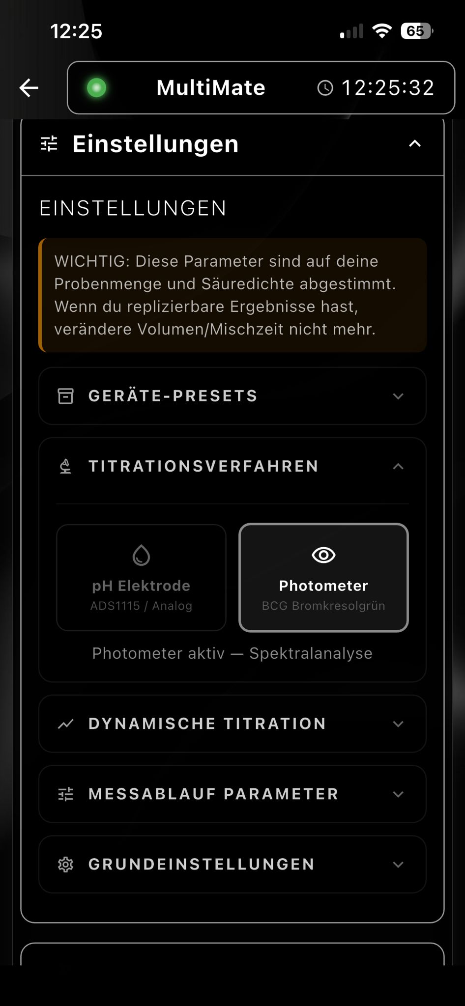 KH Messung Wahl Photometer Sonde