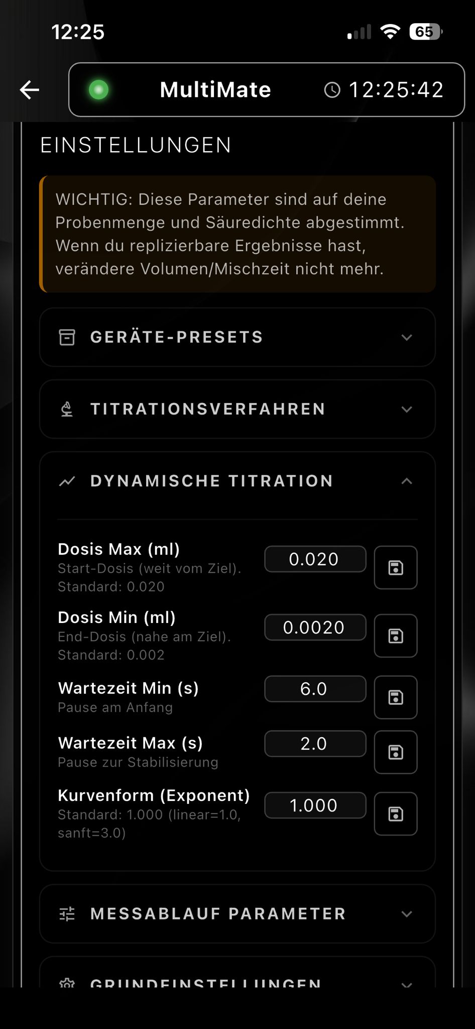 KH Messung Prozessparameter dynamische Titration