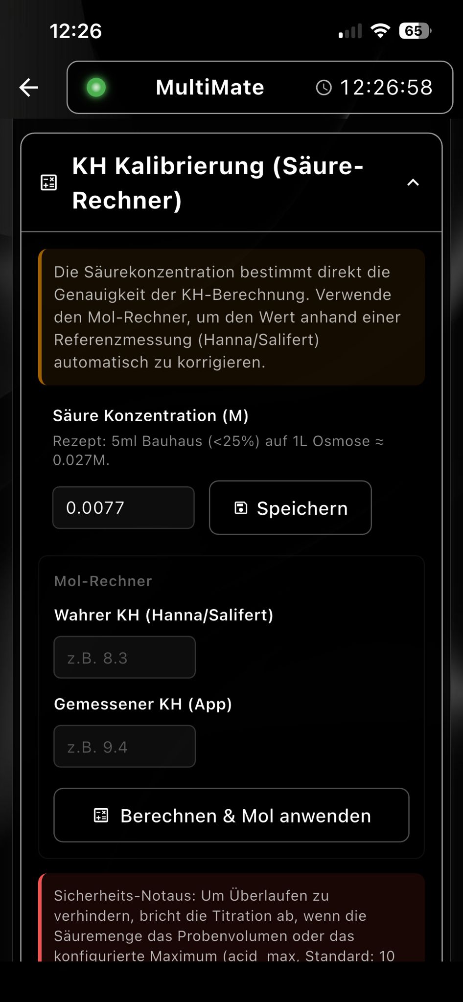 KH Messung automatische Kalibrierung