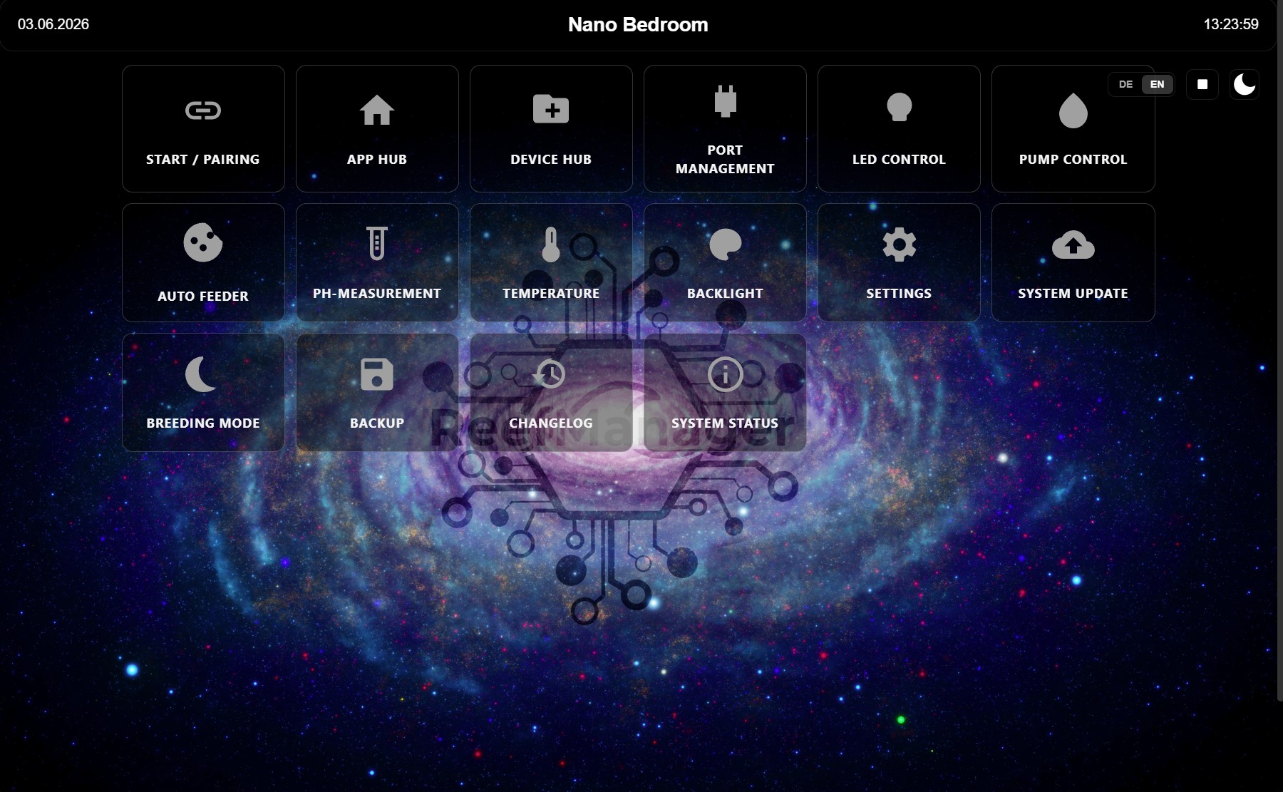 Web-Oberfläche Dashboard PC