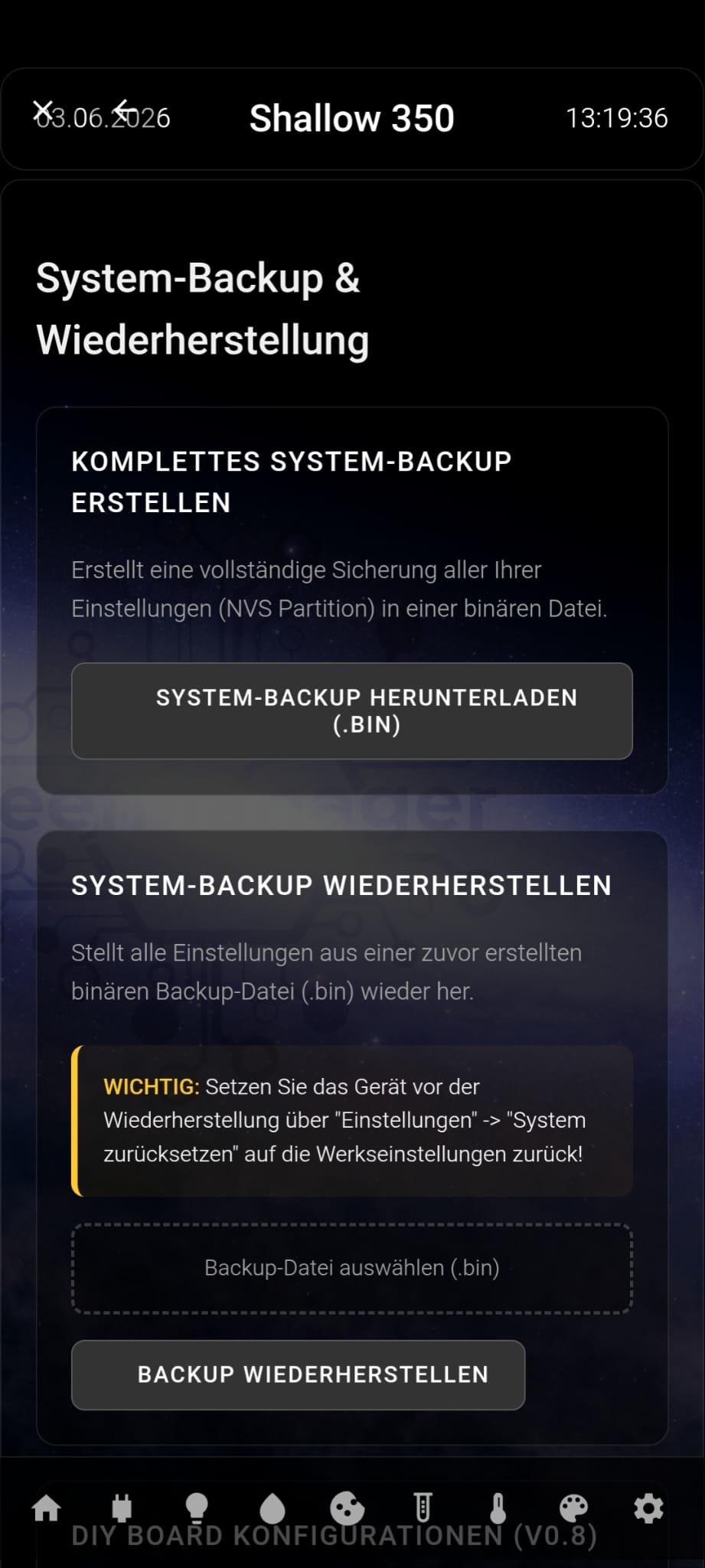 Web-Oberfläche Screenshot