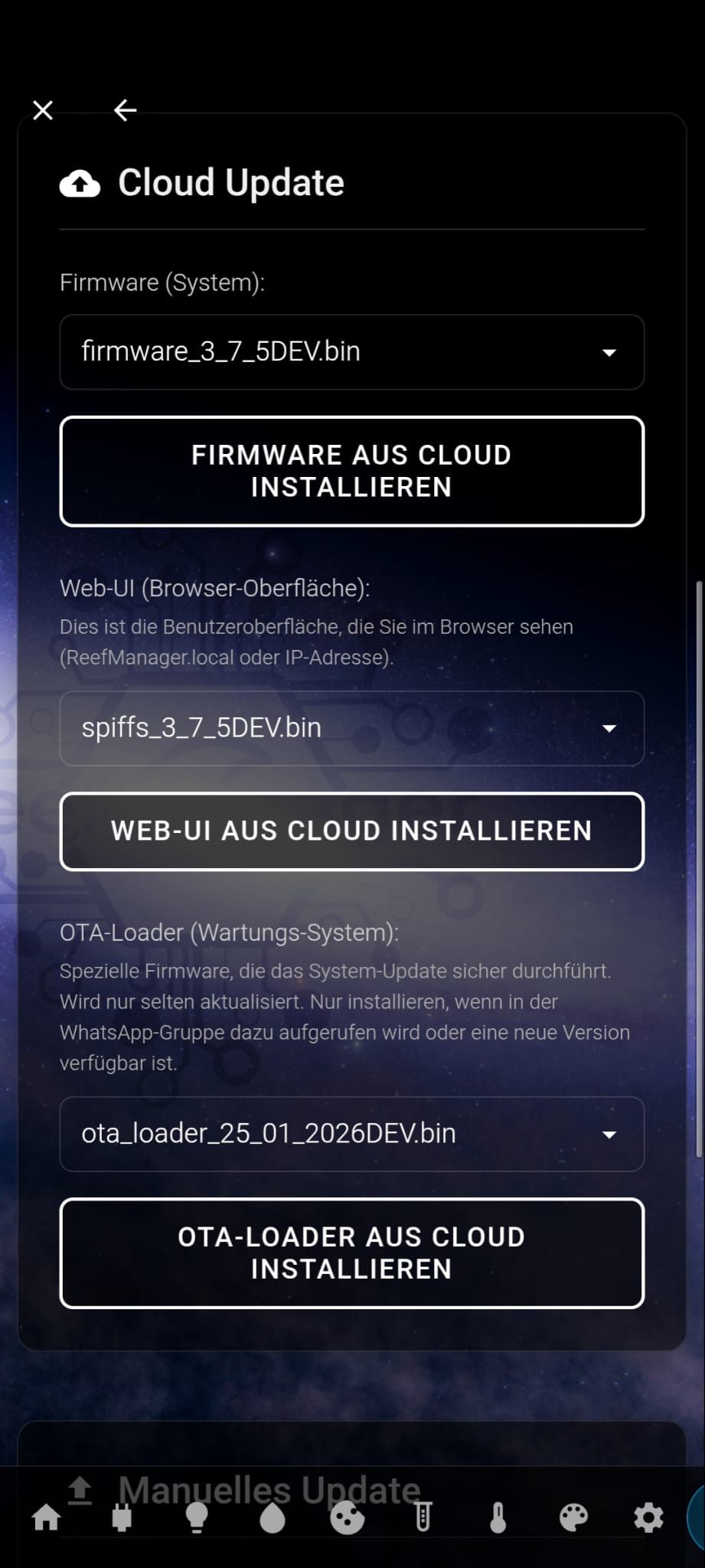 Web-Oberfläche Screenshot
