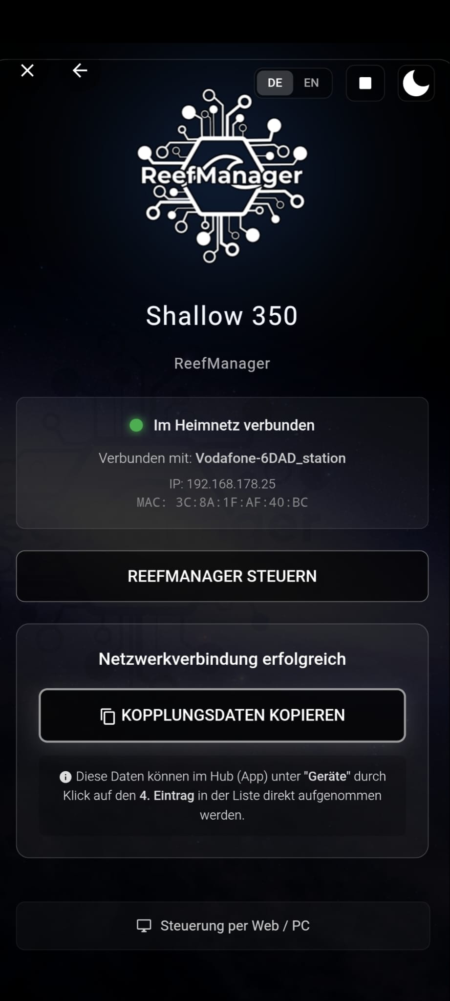 Web-Oberfläche Screenshot