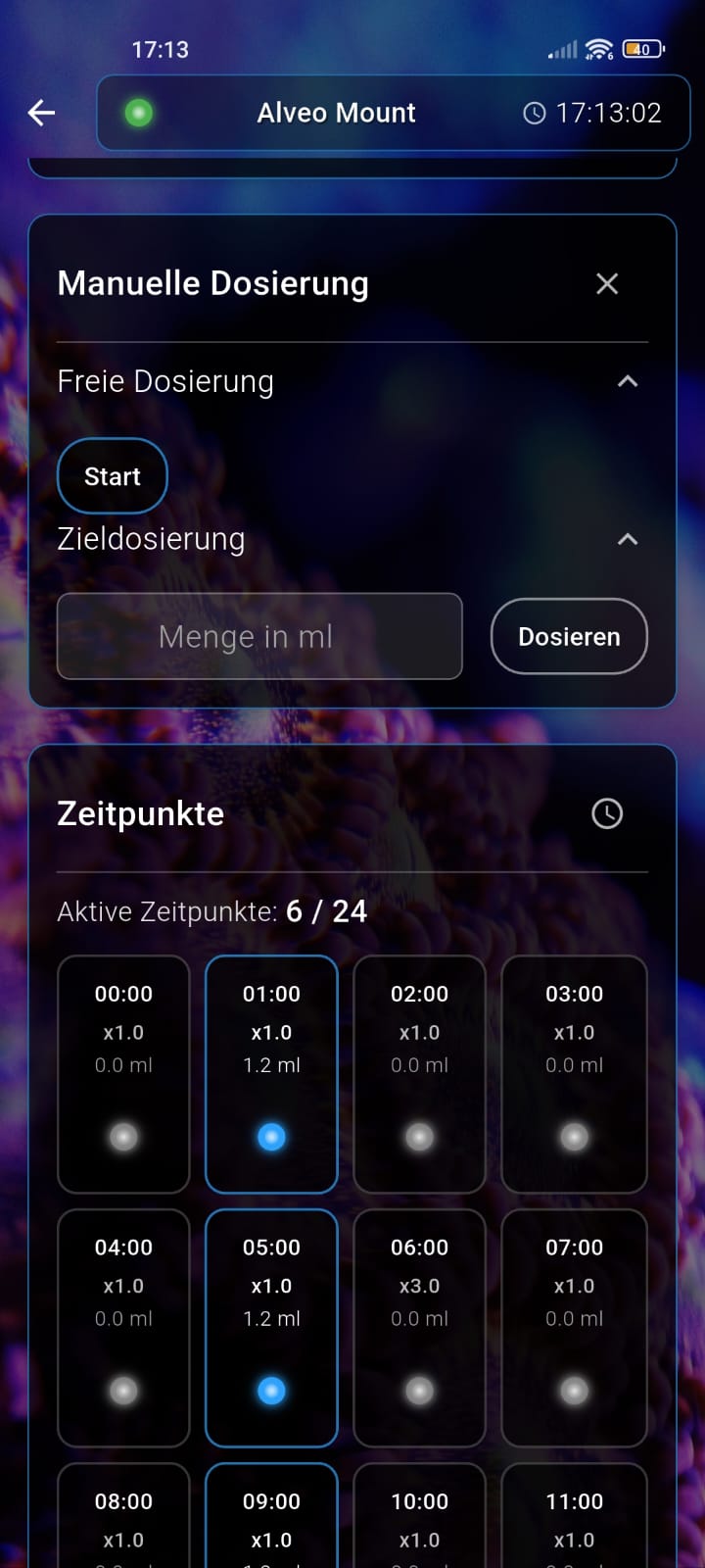 Zeitplan einer Dosierpumpe