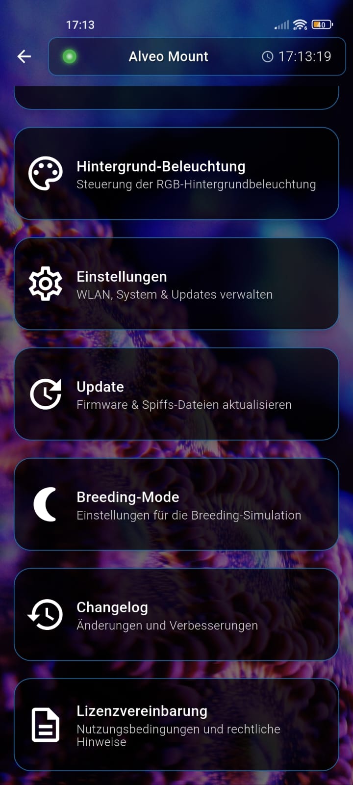 Screenshot der Port-Übersicht